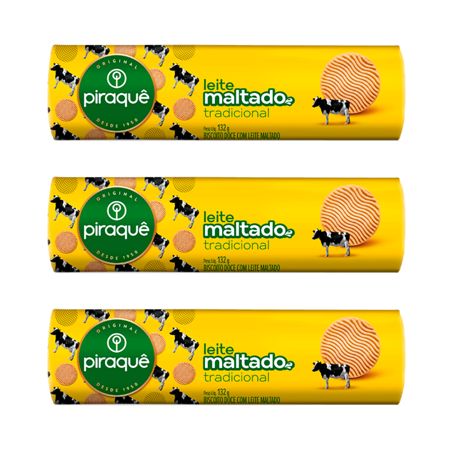 Piraquê Biscoito Leite Maltado (3x132g)